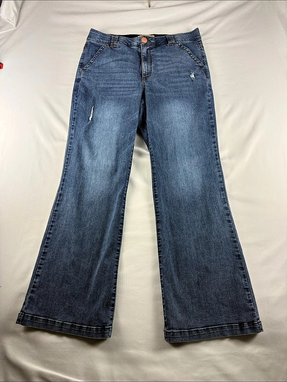 Democracy Ab Solution Flare Distressed Jeans Women’s 14 High Rise Stretch Denim